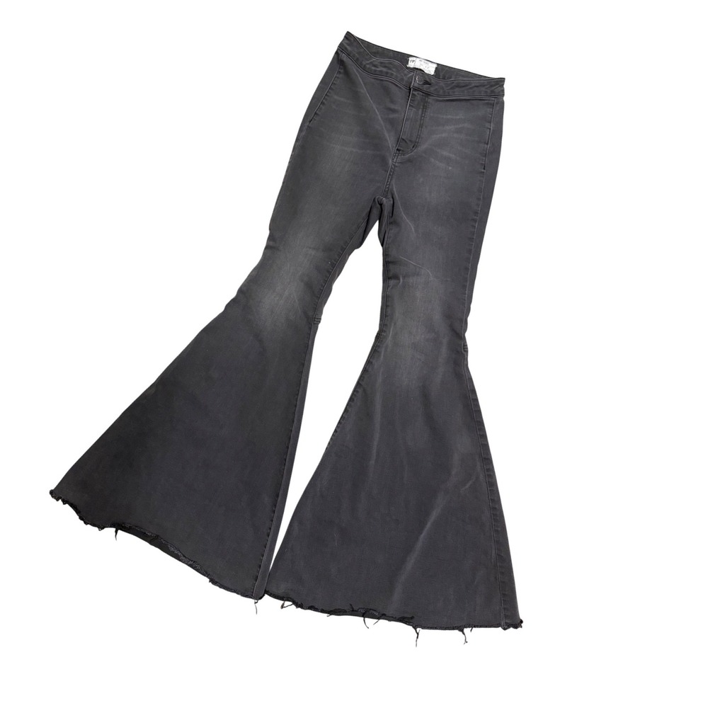 Free People Just Float On Flare Jeans Black High Rise Bell Bottom W27 Festival